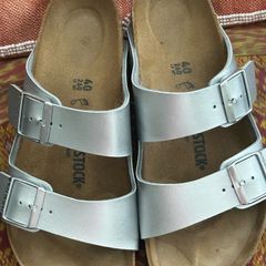 Silver Arizona Birkenstocks size 40