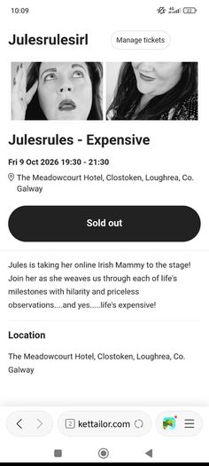 Jules Rules -Expensive Show tickets (loughrea)