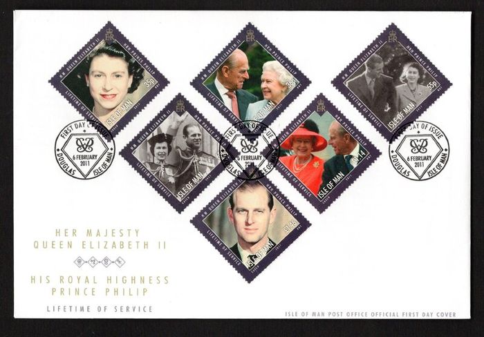 2011 Isle of Man Queen Elizabeth & Prince Philip, Lifetime of service Commemorative Stamps First Day Cover (FDC)