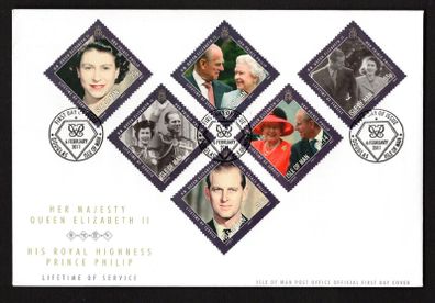 2011 Isle of Man Queen Elizabeth & Prince Philip, Lifetime of service Commemorative Stamps First Day Cover (FDC)
