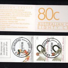 1988 Australia Crafts Commemorative Stamp Booklet fine used with GPO Melbourne Cancel.