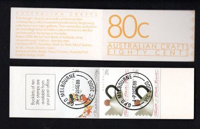 1988 Australia Crafts Commemorative Stamp Booklet fine used with GPO Melbourne Cancel.