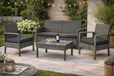 Garden Furniture Set for 4 People Weatherproof Rattan Effect
