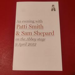 Patti Smith & Sam Shepard Abbey Theatre 2012 gig Programme