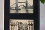 Framed Original Vintage London Postcards Tower Bridge and Oxford Street