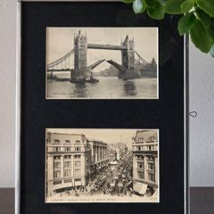 Framed Original Vintage London Postcards Tower Bridge and Oxford Street