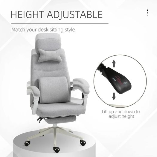 Vinsetto High Back Office Chair Reclining w/ Footrest Grey
