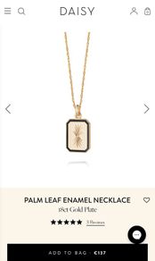 DAISY LONDON Palm Leaf Enamel Necklace 18ct Gold Plate BRAND NEW