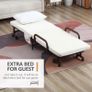 Folding Bed with Mattress, Single Guest Bed, Portable Fold Bed with Adjustable Backrest, Metal Frame on Wheels, White, 190 x 76 cm Image 5