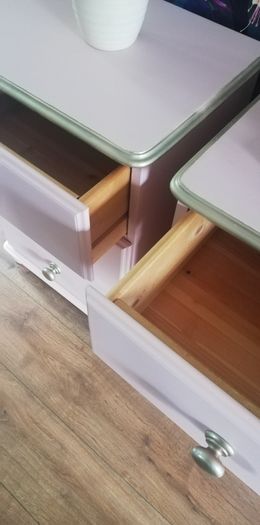 2 matching 3 drawer large solid wood bedside lockers newly restyled