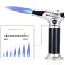 Blow Torch, Kitchen Torch, Refillable Butane Gas Torch Lighter with Safety Lock, Adjustable Flame with 2 Brush for Cooking, BBQ, Pastries, Soldering (Butane Gas Not Included) Silver Image 4