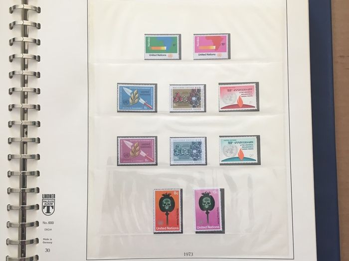 1951-1980s United Nations Stamp Collection Mint Never Hinged (MNH) in Lindner Pages housed in album (60 images showing contents)