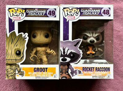 Marvel Funko Pop Pops Groot 49 Rocket Raccoon 48 Guardians of the Galaxy