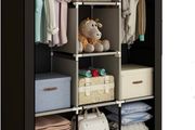 NEW SALE | Canvas Wardrobe Cupboard Clothes Storage Organiser With 2 Hanging Rail and 6 Shelves