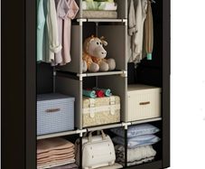 NEW SALE | Canvas Wardrobe Cupboard Clothes Storage Organiser With 2 Hanging Rail and 6 Shelves