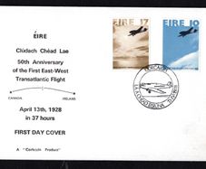 1978 Ireland 50th Anniversary of the First East to West Transatlantic Flight Ireland Commemorative Stamp Illustrated Corkcoin First Day Cover (FDC) with Corcaigh (Cork) Pictorial cancel