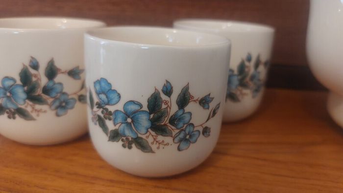 Lovely Vintage Japanese Teaset, with Six Small Cups and a Faux Bamboo Handled Teapot, Perfect for a Japanese Tea Ceremony