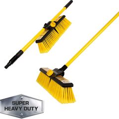 Heavy Duty Industrial Garden Brush | Long Handled Yard Brush | 2-part handle | Stiff Yard Brush | Hard brush for yard, garden, terrace | 145 cm long adjustable handle Yard Broom