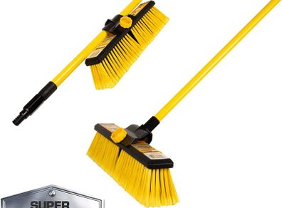 Heavy Duty Industrial Garden Brush | Long Handled Yard Brush | 2-part handle | Stiff Yard Brush | Hard brush for yard, garden, terrace | 145 cm long adjustable handle Yard Broom