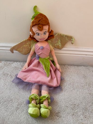 Disney Prilla Fairies Soft Plush Disney Store Fairy Doll dirty approx. 52 cm. Used Please see photos