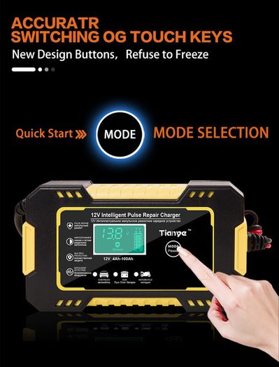 12V 6A Intelligent Car Motorcycle Battery Charger for Auto Moto Lead Acid AGM Gel VRLA Smart Charging 6A 12V Digital LCD Display