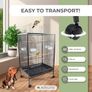 Pets, Bird Cage, , Transport Wheels, Brakes, Top Opening, Removable Tray, 8 Doors, Large Size, 95 x 43 x 61.5 cm, Feeders, Drinks, Rest Hangers Image 6