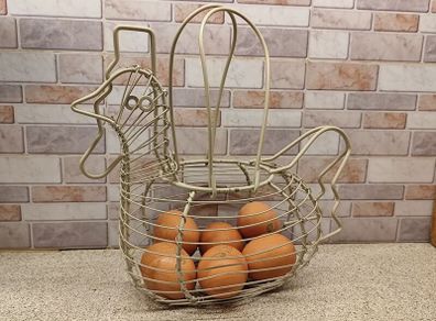 Vintage Style Wire Chicken Egg Basket / Holder