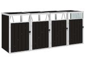 Quadruple Garbage Bin Shed Brown 286x81x121 cm Steel