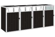 Quadruple Garbage Bin Shed Brown 286x81x121 cm Steel