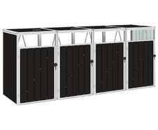 Quadruple Garbage Bin Shed Brown 286x81x121 cm Steel