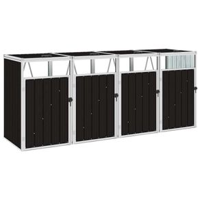 Quadruple Garbage Bin Shed Brown 286x81x121 cm Steel