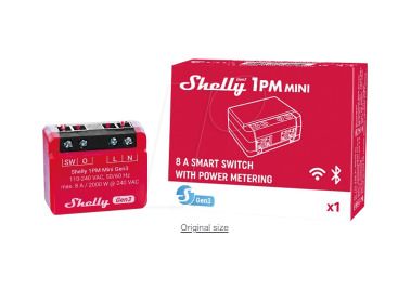Shelly Plus 1PM Mini Gen. 3  WLAN-controlled intelligent relay, 1 channel 8 A, with power measurement