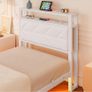 ingle Floating Upholstered Bed Frame with Storage Headboard, White Metal Bed Frame with LED Lights and Charging Station, Heavy Duty Metal Slat Support, Noise Free, No Box Spring Needed Image 6