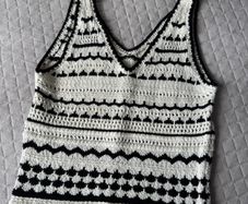 Primark Black & White Crochet Knit Tank Top 2XS