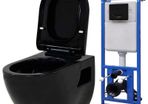 Wall-Hung Toilet with Concealed Cistern Ceramic Black