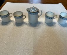 Beautiful and Rare Antique Aynsley Coffee set  Coffee pot and 4 coffee cups - Bone China produced before 1900s for Alfred B Pearce and Co in England