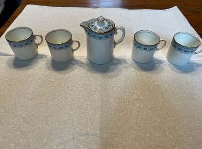 Beautiful and Rare Antique Aynsley Coffee set  Coffee pot and 4 coffee cups - Bone China produced before 1900s for Alfred B Pearce and Co in England