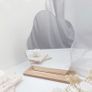 Acrylic Makeup Mirror Frameless Decorative Vanity Table Mirror Makeup Irregular Shape with Wooden Base for Bedroom,Living Room and Minimal Spaces Room Decor (A) Image 3