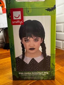 Kid's Wednesday Adams black wig