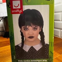 Kid's Wednesday Adams black wig
