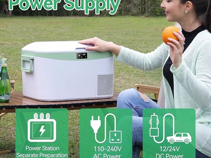 12.8L Car Fridge Freezer Portable Compressor Cooler, 12V/24V DC & 100 240V AC Mini Refrigerator for Camping, RV, Truck, Boat, Travel, Picnic, Home Use