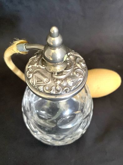 Vintage Art Nouveau Style Silver Topped Crystal Perfume Atomiser