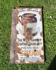 Cream pot Enamel sign