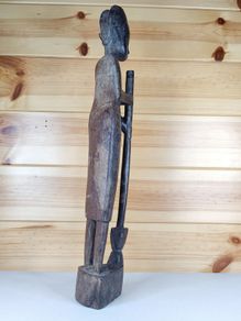 African Statue Ebony Carved Wood Figure Vintage Sculpture Statues