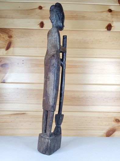 African Statue Ebony Carved Wood Figure Vintage Sculpture Statues