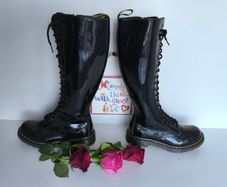 Dr Martens 1b60 20 eye high knee tall patent black boots UK4 EU37 US6