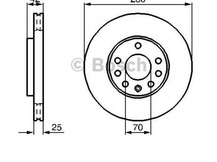 BOSCH 0 986 478 883 Brake disc for Opel Front Axle, 280x70x25mm, 5, 5x110, Vented