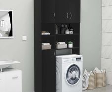 Washing Machine Cabinet Set Black Chipboard