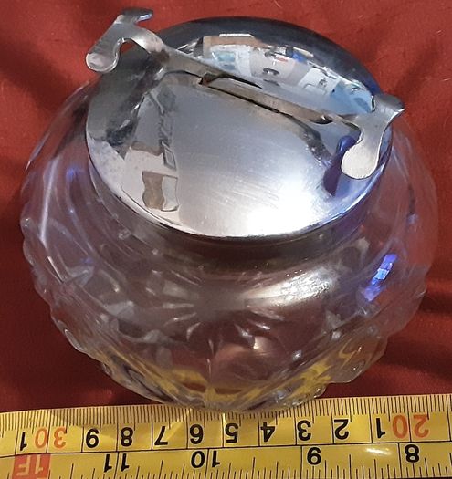 cut glass sugar bowl with lidded tong's