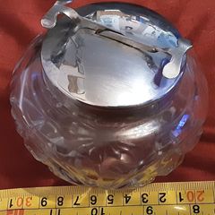 cut glass sugar bowl with lidded tong's
